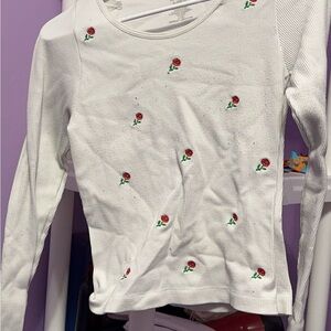 White Floral Kids Top